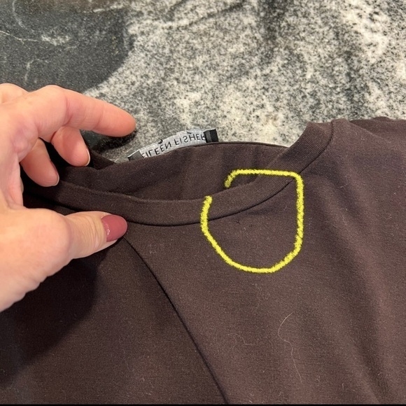 EILEEN FISHER brown jersey generous fit crew long sleeve top - Picture 10 of 14